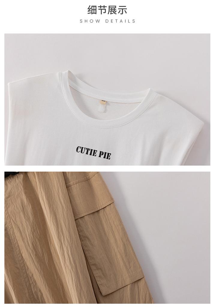 Summer intellectual elegant women's dress 2026 waist cinching slimming women's mid length skirt color blocked A-line skirt