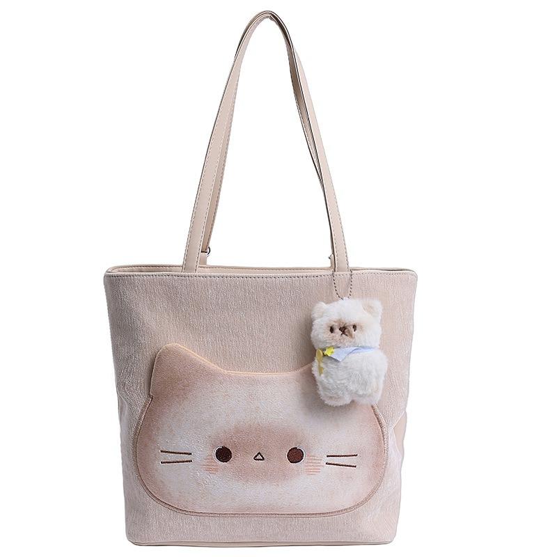 Cute Toast Kitten Handbag Women's New Versatile Student Schoolbag Fashion Trend Messenger Bag