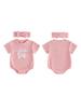 Infant Girl 2-Piece Summer Set with Short Sleeve Romper and Matching Headband Adorned with Embroidered Letters Perfect for