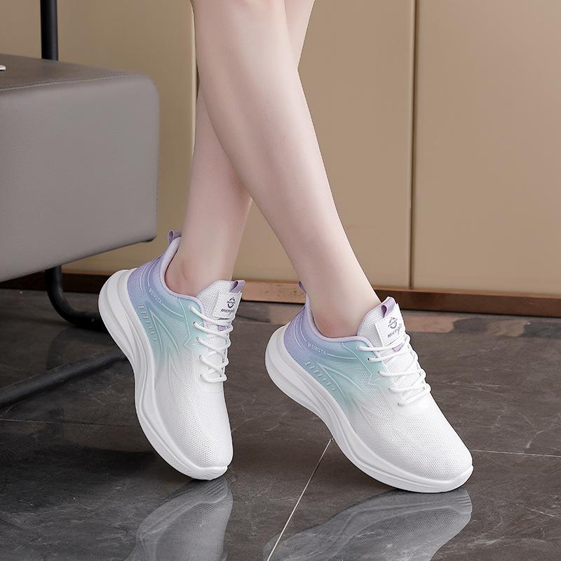 

Весна 2025 новая корейская версия дышащие женские туфли из летучего трикотажа студенческие кроссовки для бега спортивная женская повседневная обувь FZ6607 40 синий