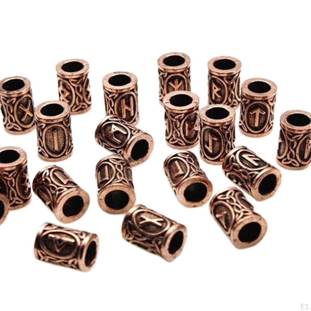 24 Stück Wikinger Runenperlen 10mm Basteln Haar Bart Anhänger DIY Armband Schmuck Charms Anhänger