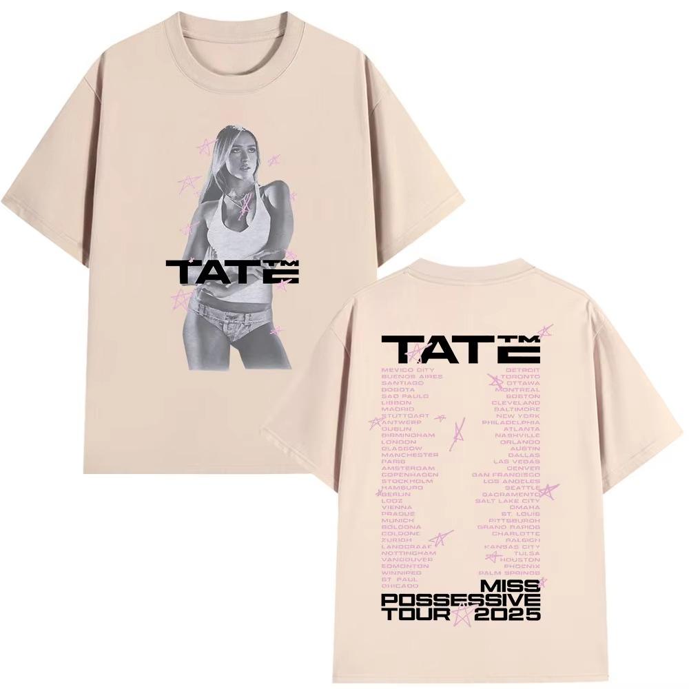 Tate McRae Miss Possessive Tour Merch TShirt Unisex Harajuku ONeck Short Sleeve T Shirts Cotton Casual Unisex Tshirt Streetwear