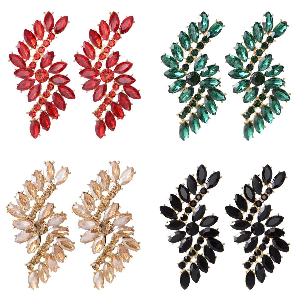 Fashion Geometric Crystal Drop Earrings For Women With Alloy Material Elegant Evening Jewelry