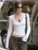 Elegant V-neck Slim-fit Pleated Long-sleeve Top for Women
