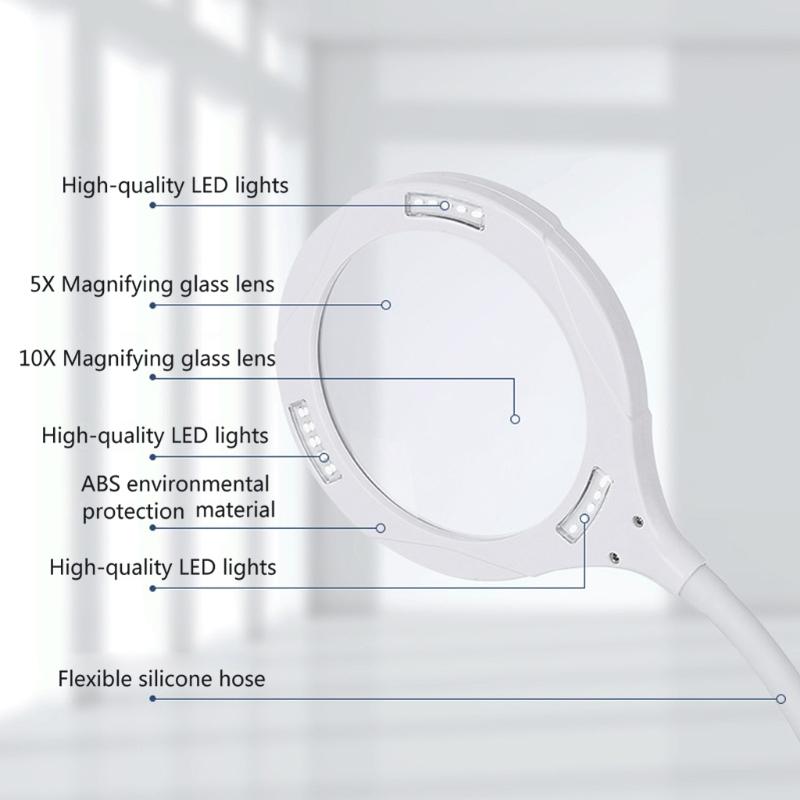 Akumulatorowa Lupa Biurkowa ze Stojakiem i Zaciskiem Regulowana Jasność do Hobby Rzemiosła Warsztatu Szycia Napraw