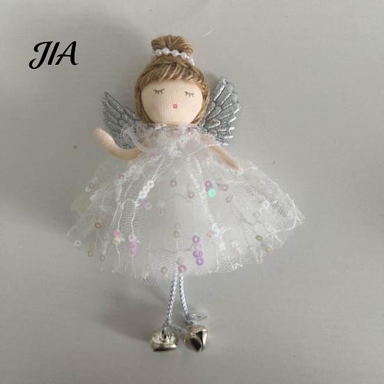 Pastel Christmas Tree Decor Angel Ornaments, Cute Plush Doll Pendant with Soft Furnishing Party Accents Bell for Tree, Holiday Home Simple Scene