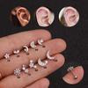 1Piece Stainless Steel Thin Rod Piercing Stud Earrings For Women 2023 Fashion Flowers Zircon Ear Bone Nails