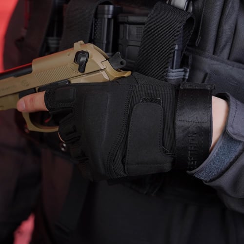 Seibertron S.O.L.A.G-T Gloves, Tactical Gloves for Cycling, Hiking, and Walking, Soft Knuckle, Adjustable Two-Finger Gloves (Black, Size S)