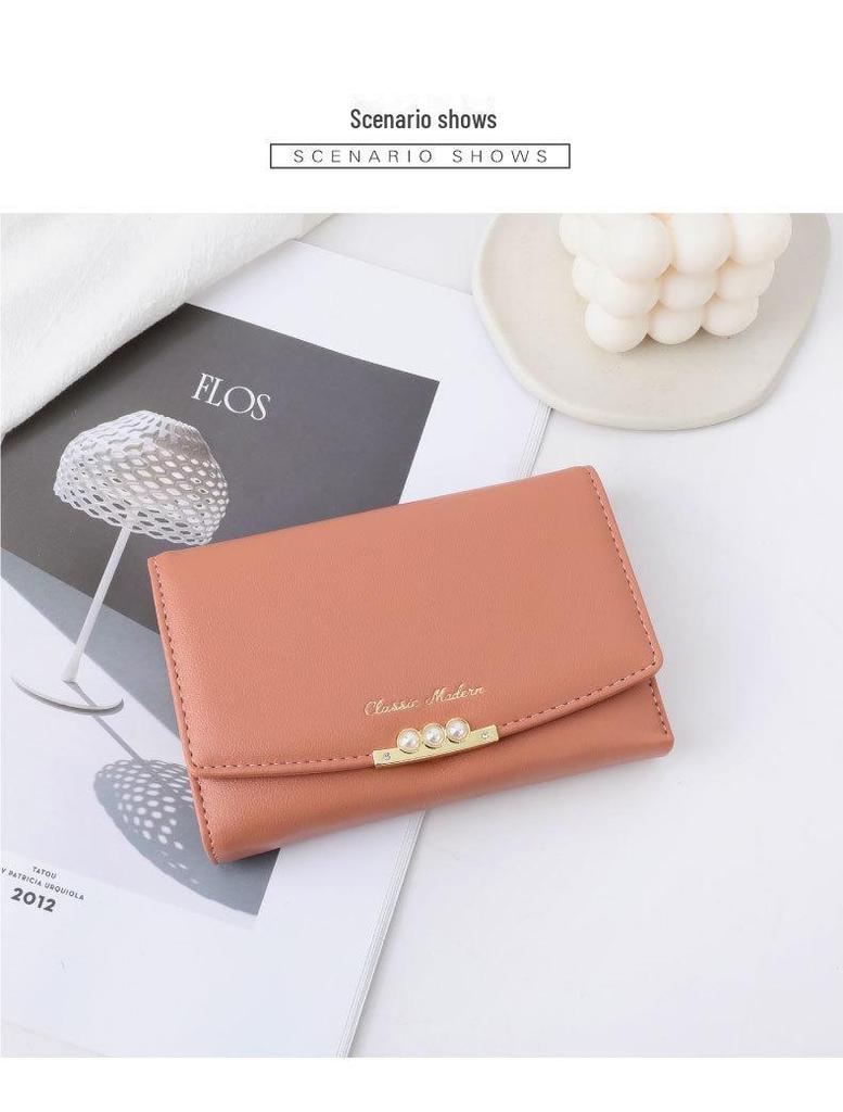 Tailian Multi-Card Slot PU Leather Pearl Wallet - Elegant Ladies' Purse
