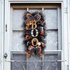 Halloween Swag Wreath for Front Door Scary Mesh Ribbon Boo Swag Garland with Bow for Party Wall Porch Decor