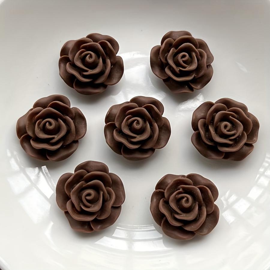 10 Stück Florale Harz-Cabochons - Weiße Rosen Verzierungen für Scrapbooking, Schmuckherstellung, DIY-Bastelarbeiten und Hochzeitsdekoration