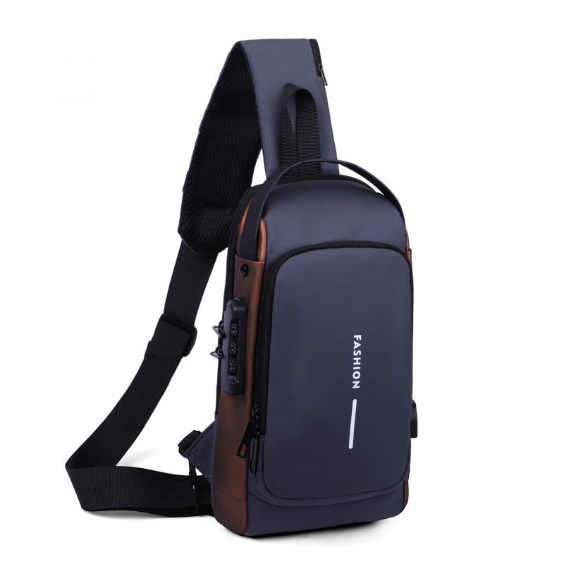 

1 шт. Мужская противоугонная нагрудная сумка с кодовым замком - Изготовлена из прочной ткани Оксфорд, регулируемый плечевой ремень, подходит для мотоциклов темно серый