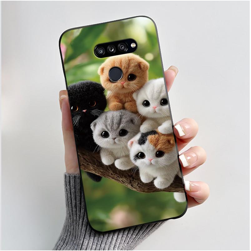 Soft Shockproof Phone Case For LG K50S Bumper Silicone Black Case New Design Viral Pattern Koi Shell Cute Colorful Cover