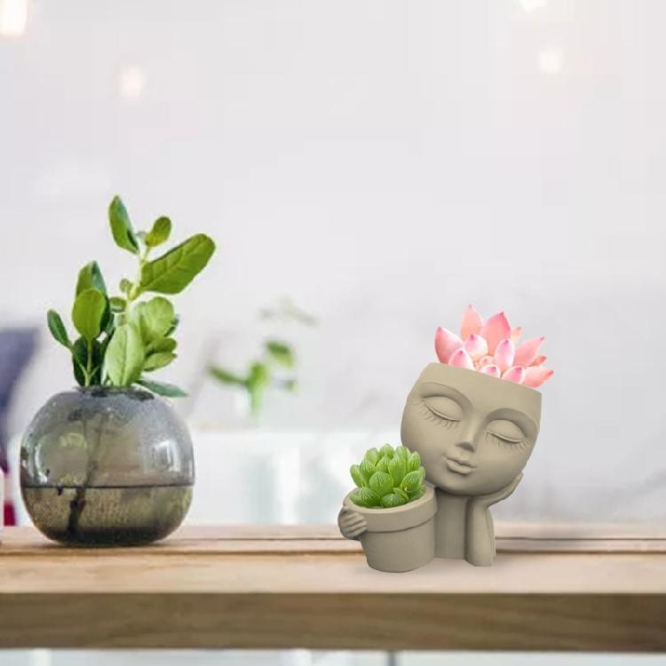 Creative Human Face for Doll Silicone Mold Epoxy Resin Casting Succulent Pot
