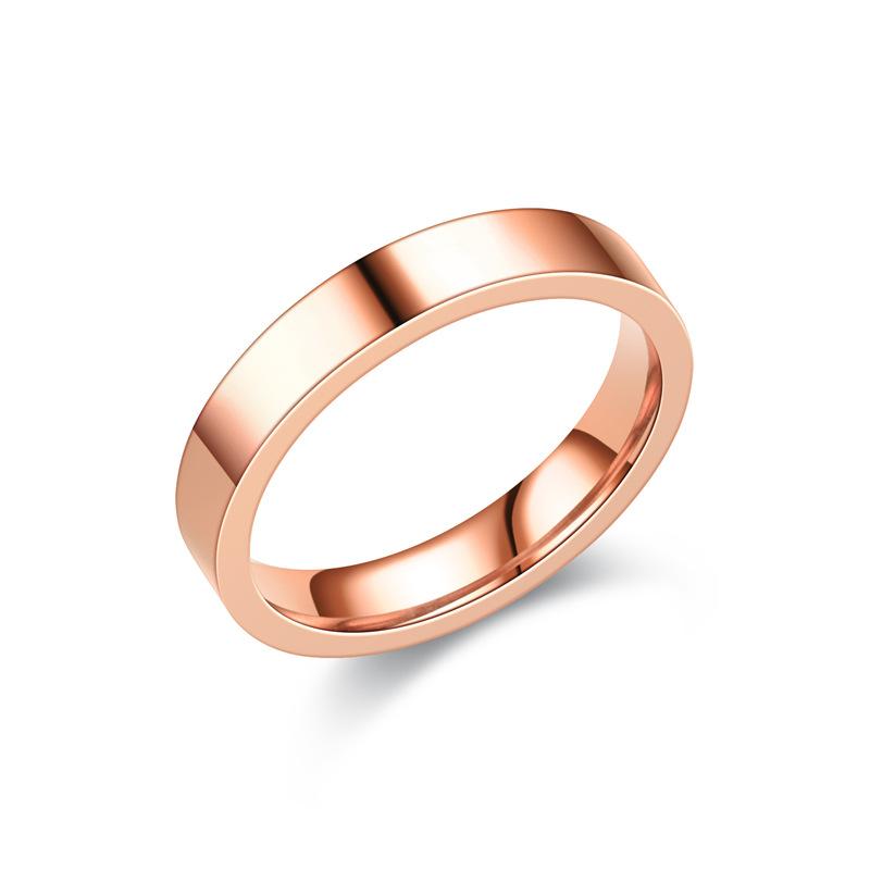 High Quality 2mm 4mm 6mm Simple Ring Fashion Rose Gold Silver Color Stainless Steel Couple Wedding Ring for Men and Women