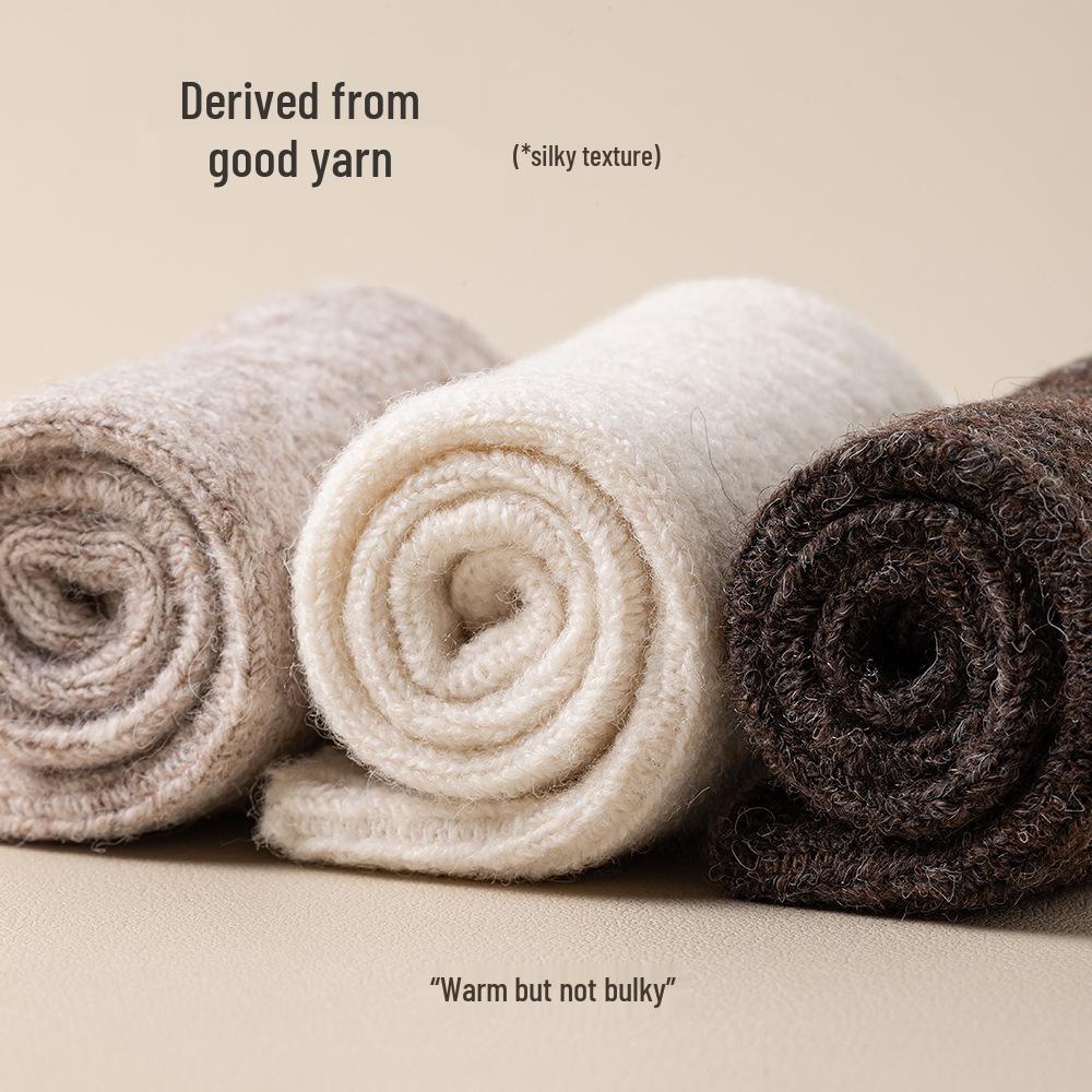 Shu'an Women's Mid-Calf Wool Socks: Antibacterial, Thick, Warm, Knit for Autumn/Winter