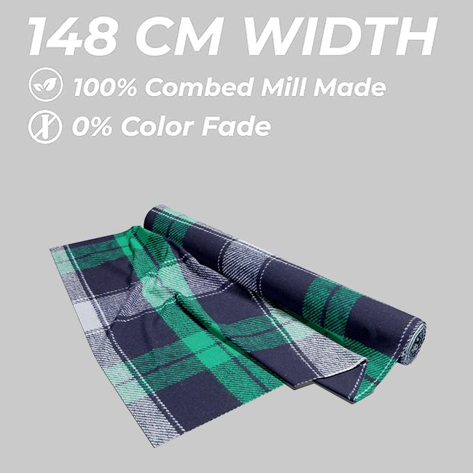 Premium Green-Blue 100% Cotton Flannel Fabric – 180 GSM, 115 cm Wide