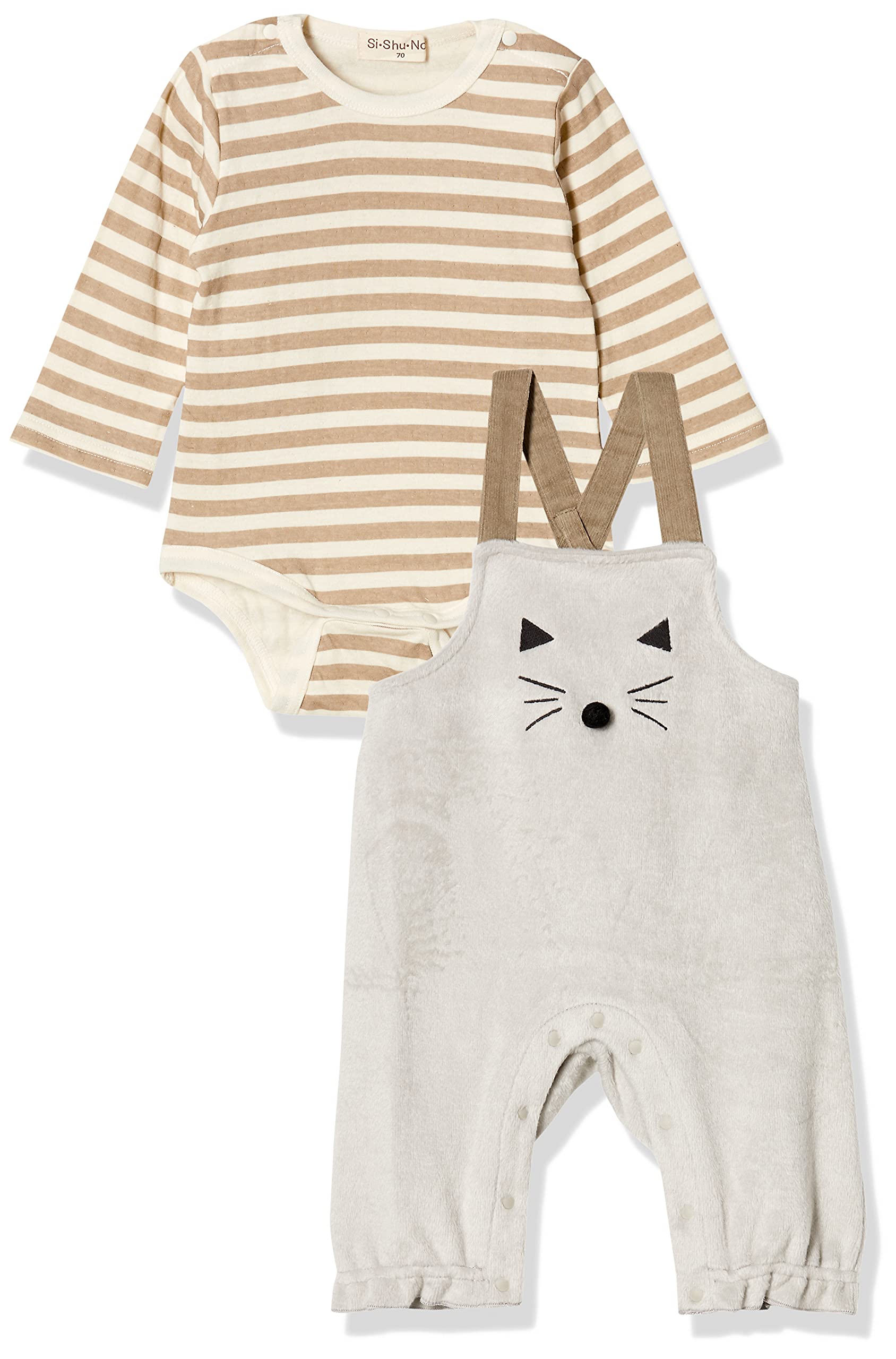 

Брюки костюмные боди рубашка и комбинезон 70 [Ши-шу-нон] комплект, комплект, Шишунон, комплект из 2 предметов, в полоску, с животным, для малыша, белый, белый