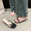 Temperament open-toed casual gentle high-heeled sandals women's spring new fashion cross-strap one-word with cool slippers