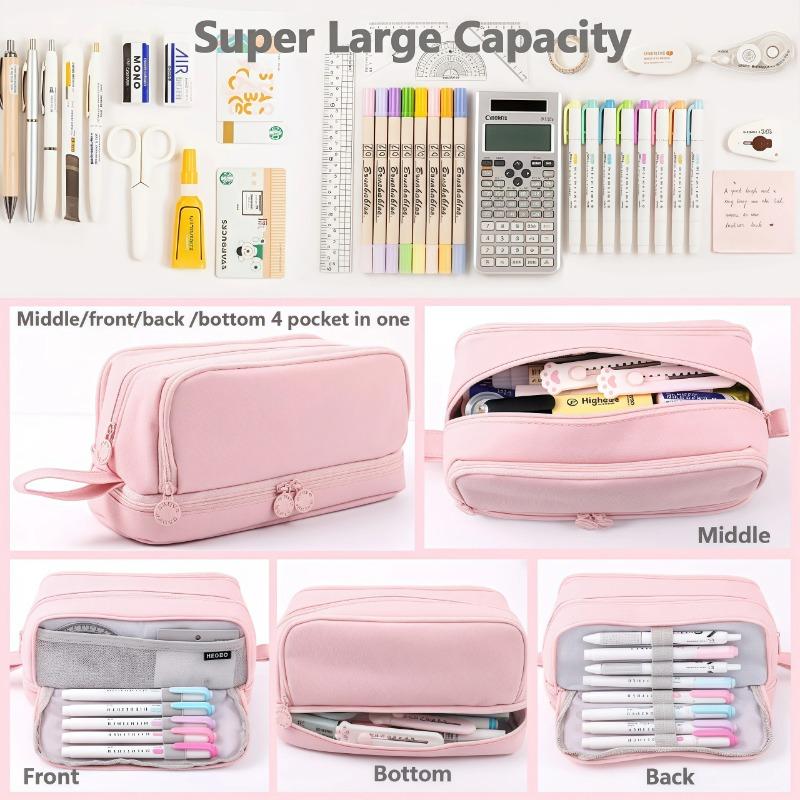 Large capacity portable stationery case, durable scratch resistant pencil case, school, office and school supplies