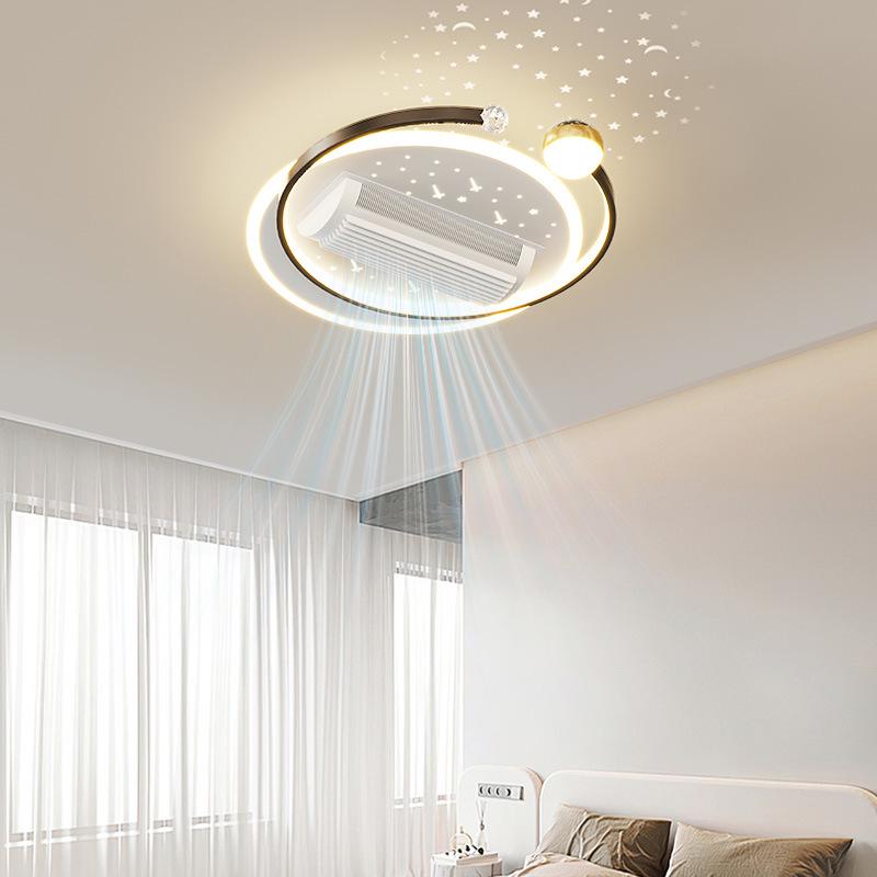 Smart Voice-Controlled Leafless Ceiling Fan Light for Living Room/Bedroom, Tricolor, Stepless Dimming, 110V.