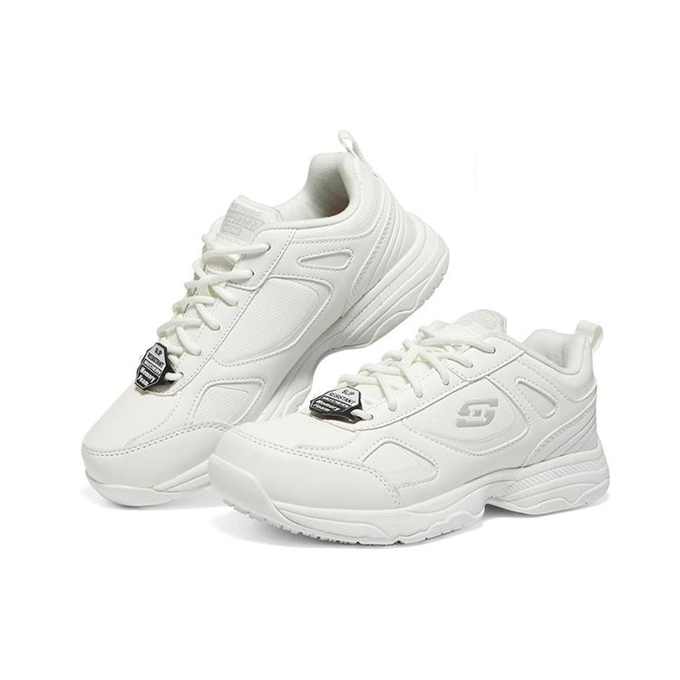 Skechers Dighton Leather Comfortable Sports Shock Absorbing Non-Slip Wear-Resistant Low-Top Casual Shoes Women Sneaker White 77200-WHT
