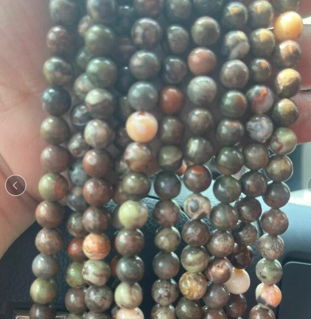 30pcs Natural Stone Beads Blue Tiger Eye Agate Turquoise Rose Quartz Lapis Jade Opal Round Loose Beads for Jewelry Making DIY Bracelet 6mm