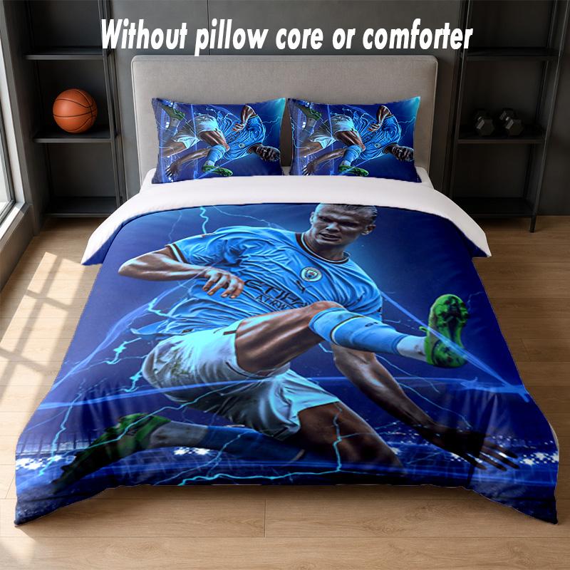 Erling Haaland Design Bed Bedding Set 1 Duvet Cover + 2 Pillowcases Soft Breathable Household Bed Linens