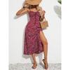 European, American Bohemian Vacation Beach Vacation Wind Flower Split Flower Suspender Dress Women