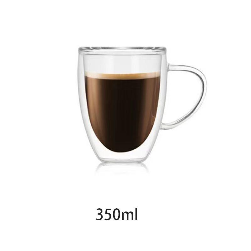 

250/350/450 мл Двойные стенки Прозрачный стеклянный кофейный стакан с ручкой Двойной слой теплоизоляции Высокотемпературный стакан для сока и молока 250-450ml