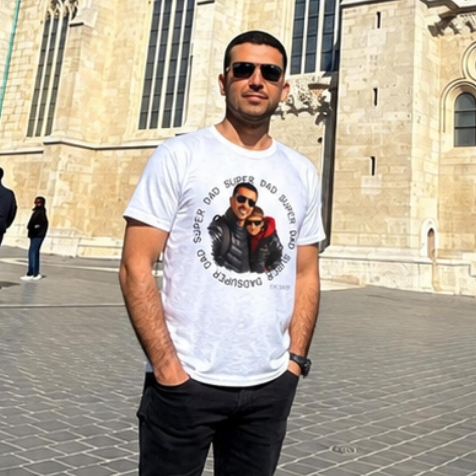 Super Dad Photo Tee | Custom Family Portrait T-Shirt XL