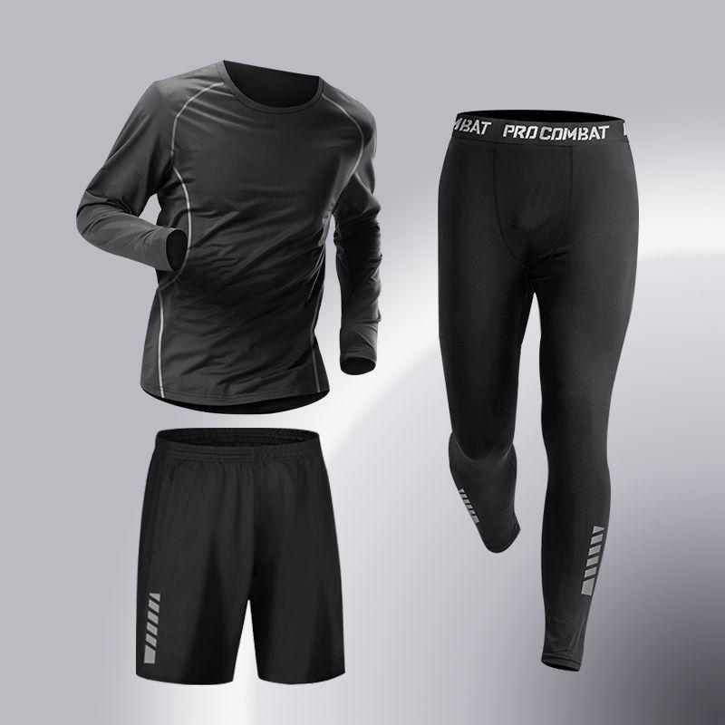 Men's Quick-Dry Sports Suit: High-Elastic Fitness Tights for Running, Training, Basketball, Cycling, Morning Jogging - Perfect for Spring & Autumn.