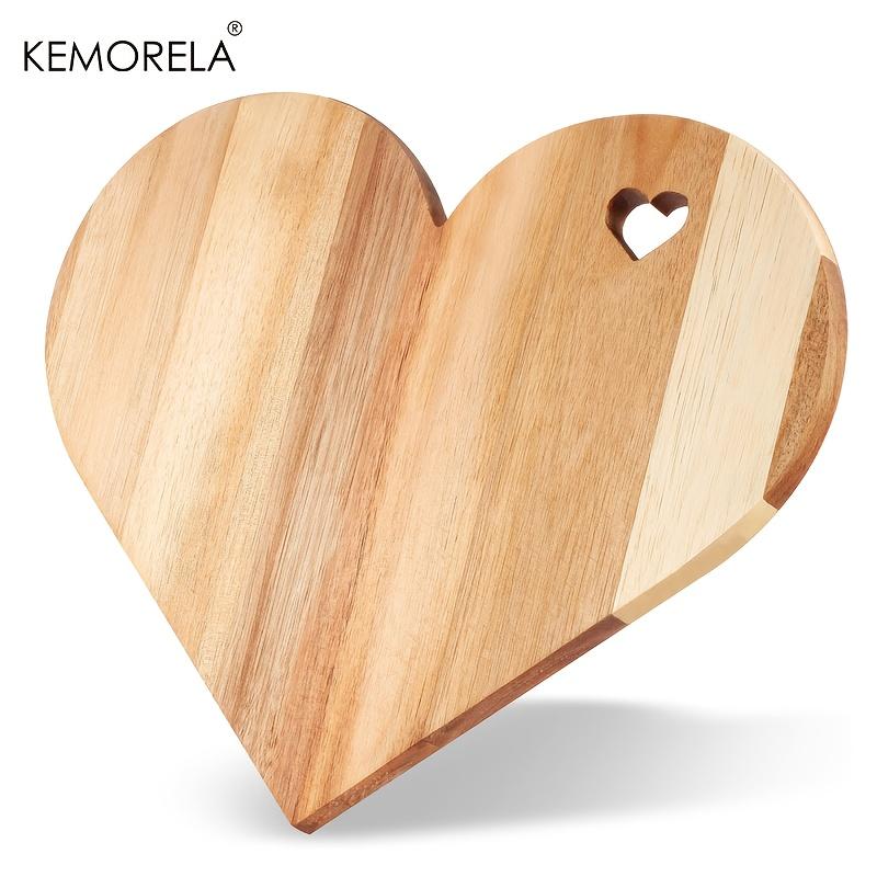  Heart-Shaped Acacia Wood Cutting Board 1/2PCS Food-Safe Bread Cheese Platter with Heart Cutouts Multi-Holiday