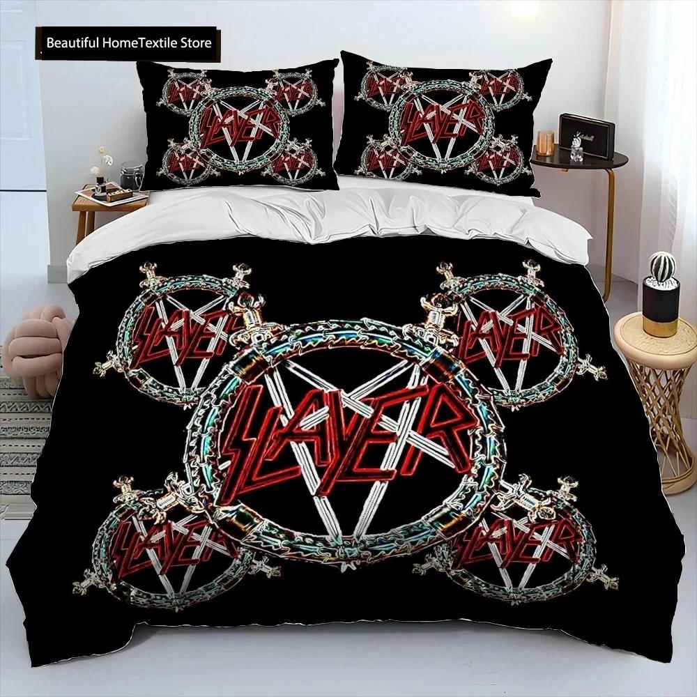 Slayer Heavy Metal Band Music Comforter Bedding SetDuvet Cover Bed Set Quilt Cover PillowcaseKing Queen Size Bedding Set Gift