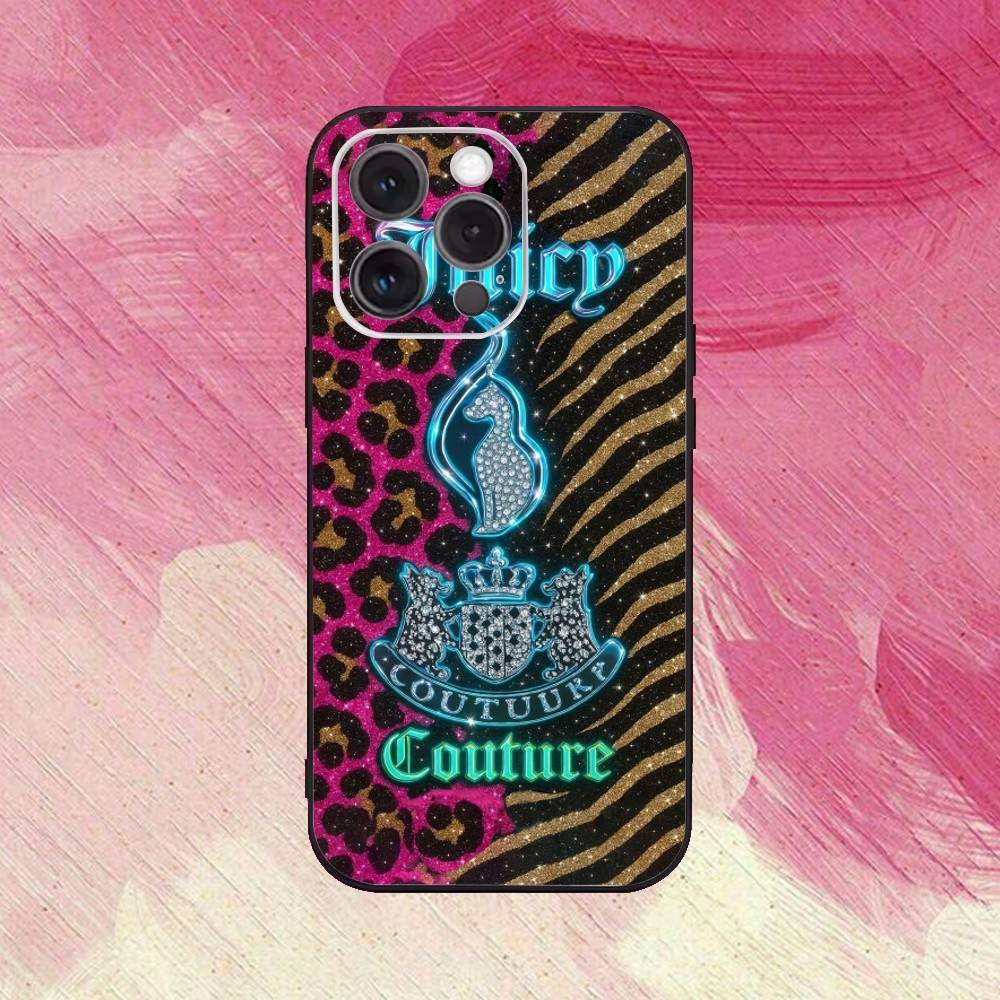 Juicy-12 C-Couture Phone Case  For iPhone17,16,15,14,13,12,11 Plus,Pro Max Soft Black Cover