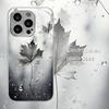 Gray Rainy Maple Leaf Pattern Electroplated Silver Glass Phone Case For iPhone 17 16 15 14 13 12 11 Pro Max Plus 16E 17Air Cover
