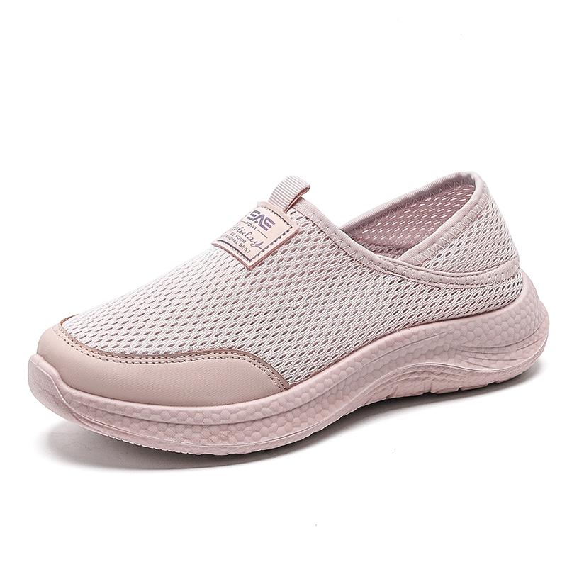 Fashion Women Sneakers Breathable Mesh Casual Shoes Outdoor Non Slip Big Size Loafers Walking Lightweight Tennis Shoes Pink Black