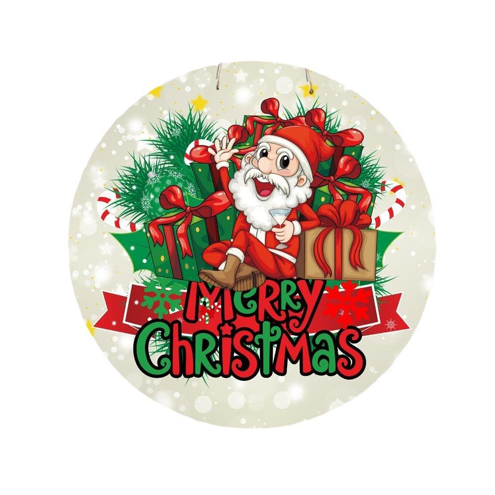 Christmas Wooden Welcome Sign: Round Hanging Door Plate and Wall Decoration for Festive Atmosphere