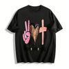 Peace Love Jesus Graphic Tee Leopard Heart Cross Print Casual Top Pure Cotton T-shirt