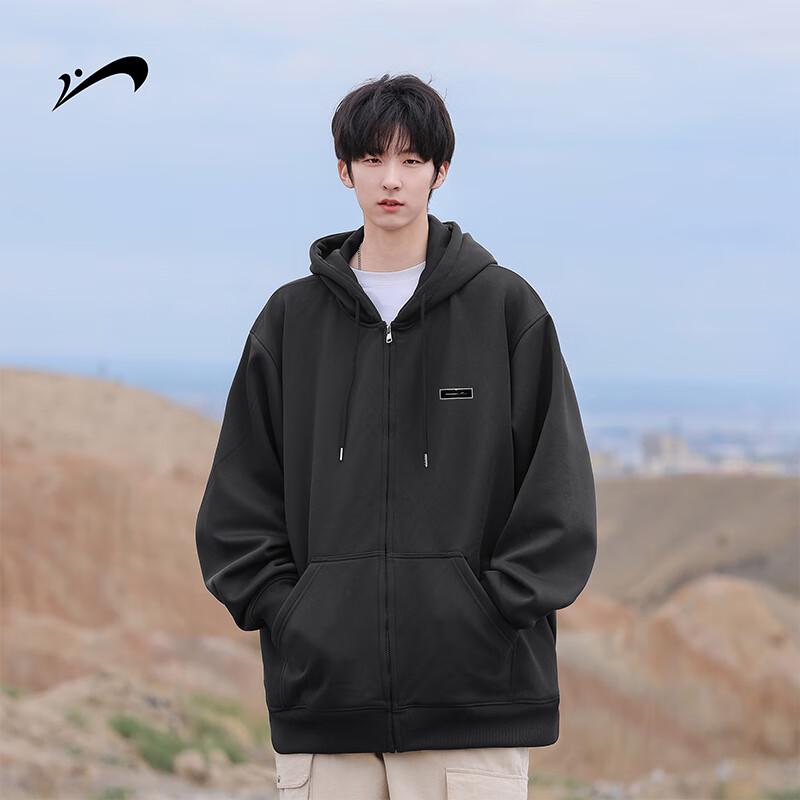 Guirenniao Men s Zip-Up Hooded Sweatshirt S