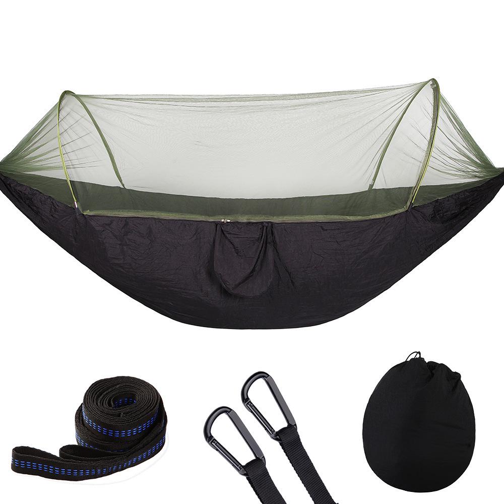 Quick-Open Mosquito-Proof Outdoor Hammock: Encrypted Mesh Parachute Nylon with Mosquito Net for Single/Double Camping