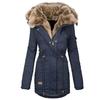 Women Winter Long Sleeve Solid Color Hooded Cotton Padded Coat Outerwear