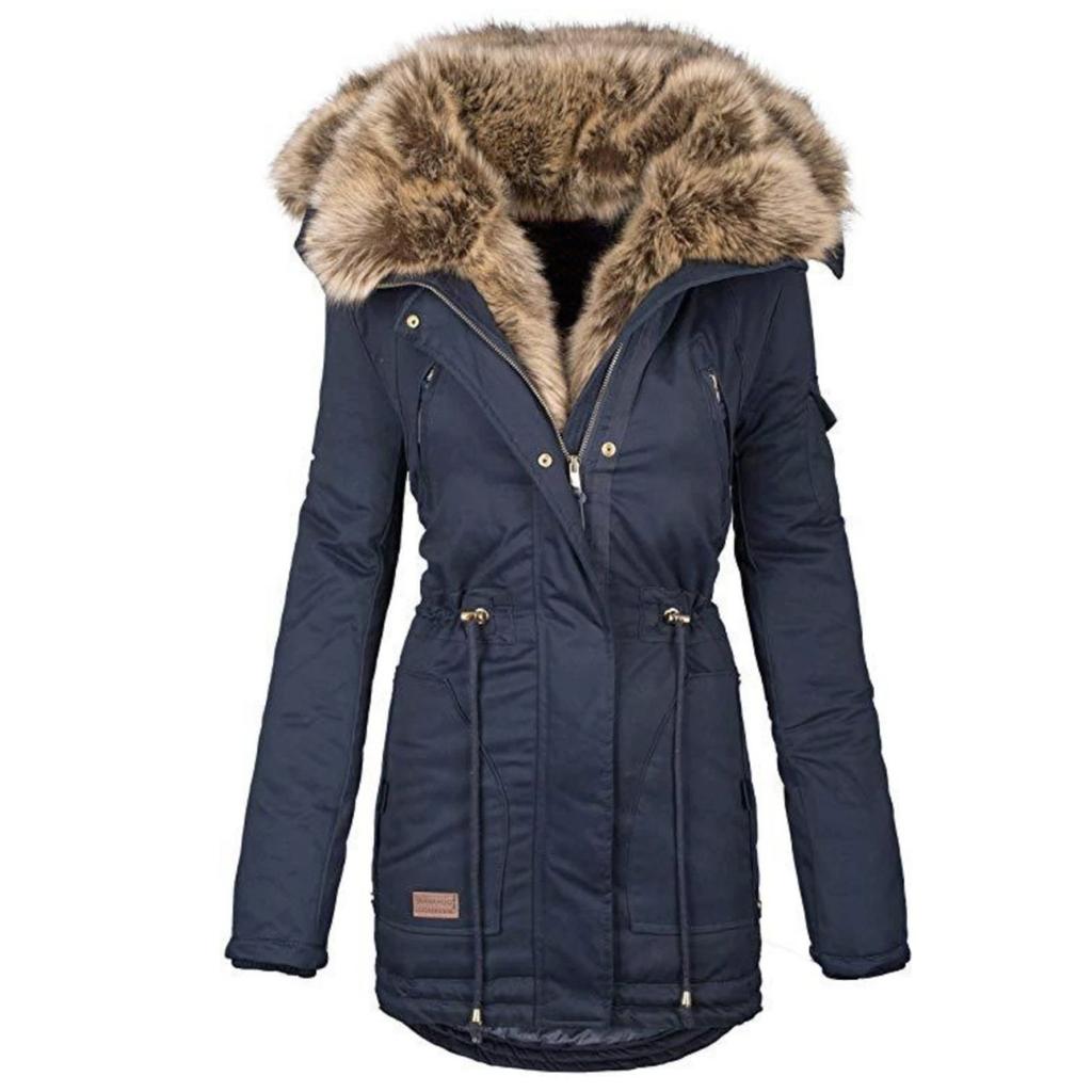 Women Winter Long Sleeve Solid Color Hooded Cotton Padded Coat Outerwear