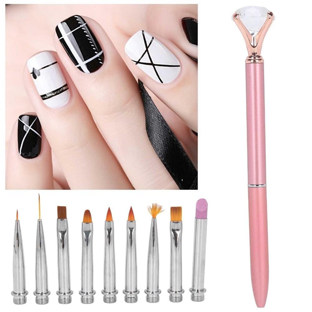 1 x Pen 10 x Pen Head Detachable Gel Pen Detachable Nail Art Brush Home And Salon Manicure