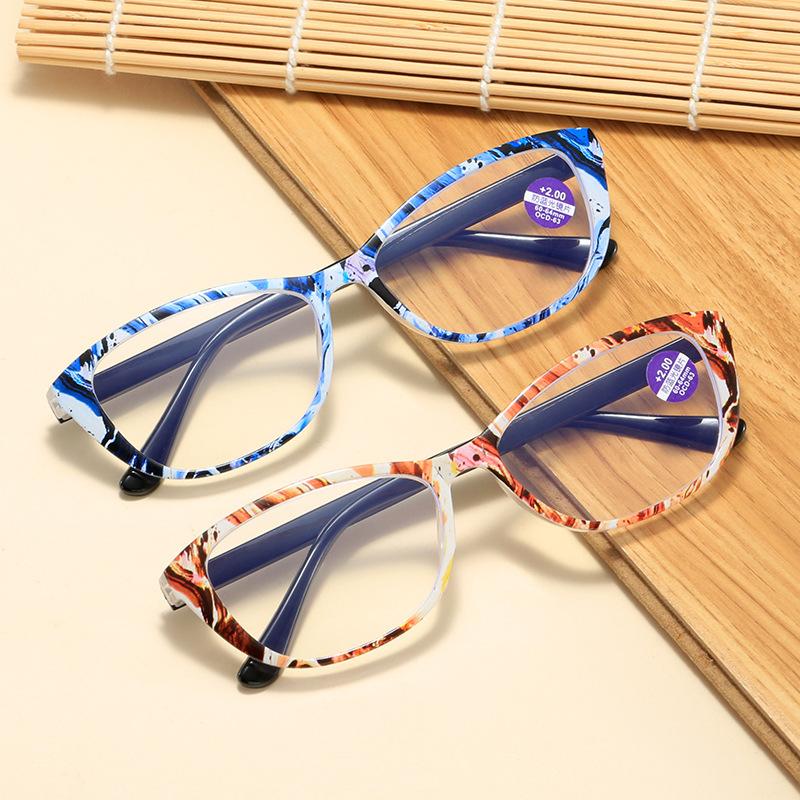 Women's Trend Printed Frame Reading Glasses Anti-Blue Light Reading Glasses Eye Protection Presbyopia Eyeglasses +1.0 To +4.0