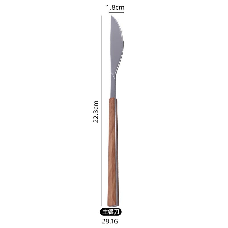 Hotel Uz Casnic Oțel Inoxidabil Tacâmuri Portugheze Vestice Fabrica Gros Vânzare Creativ Retro Simplu Aspect Lemn Cuțit de Friptură Lingură