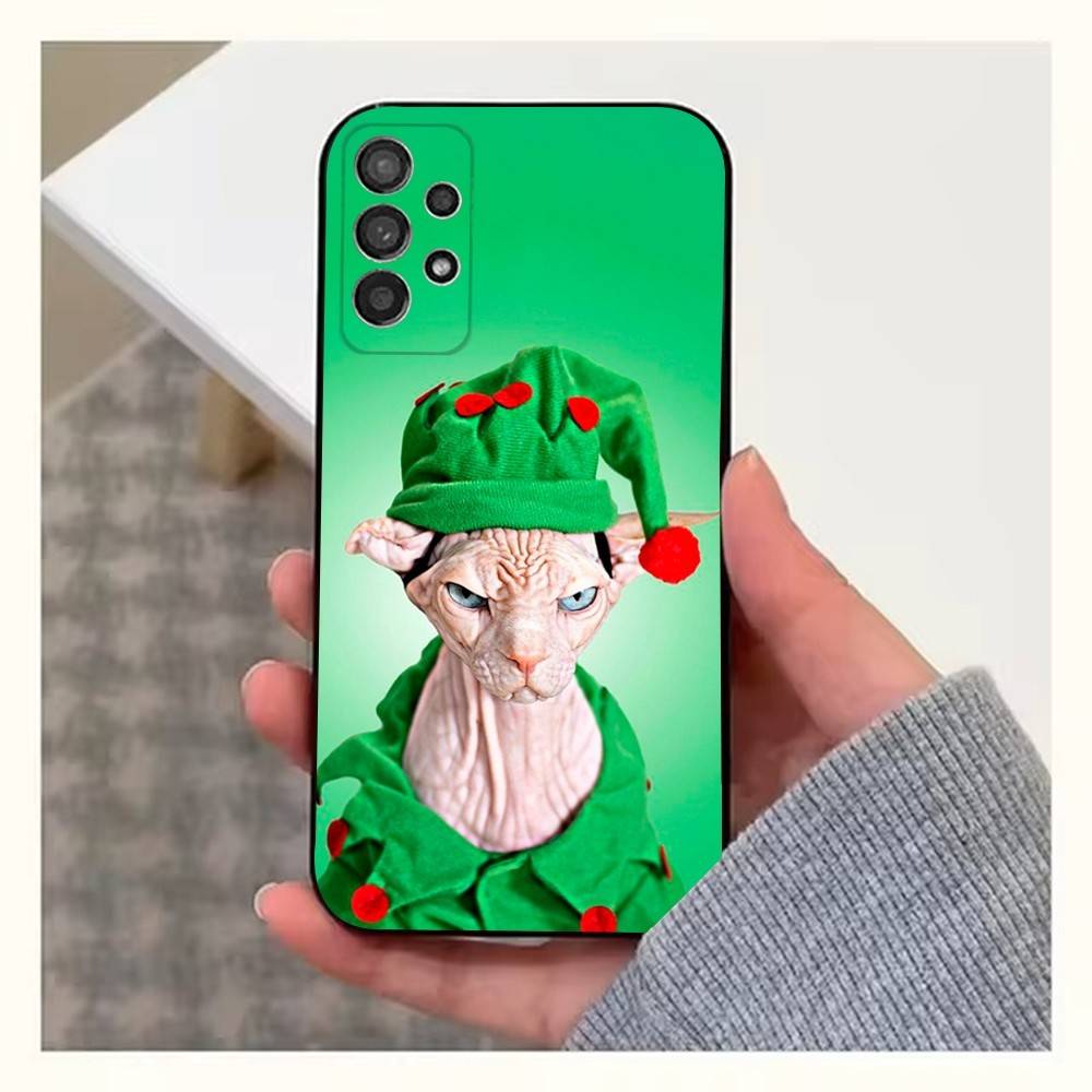 Pet Sphynx Sphinx Cat  Phone Case For Samsung S22,S21,S20,S10,S9,S25,S24,S23,Ultra,FE,Plus,Lite,Soft Silicone Black