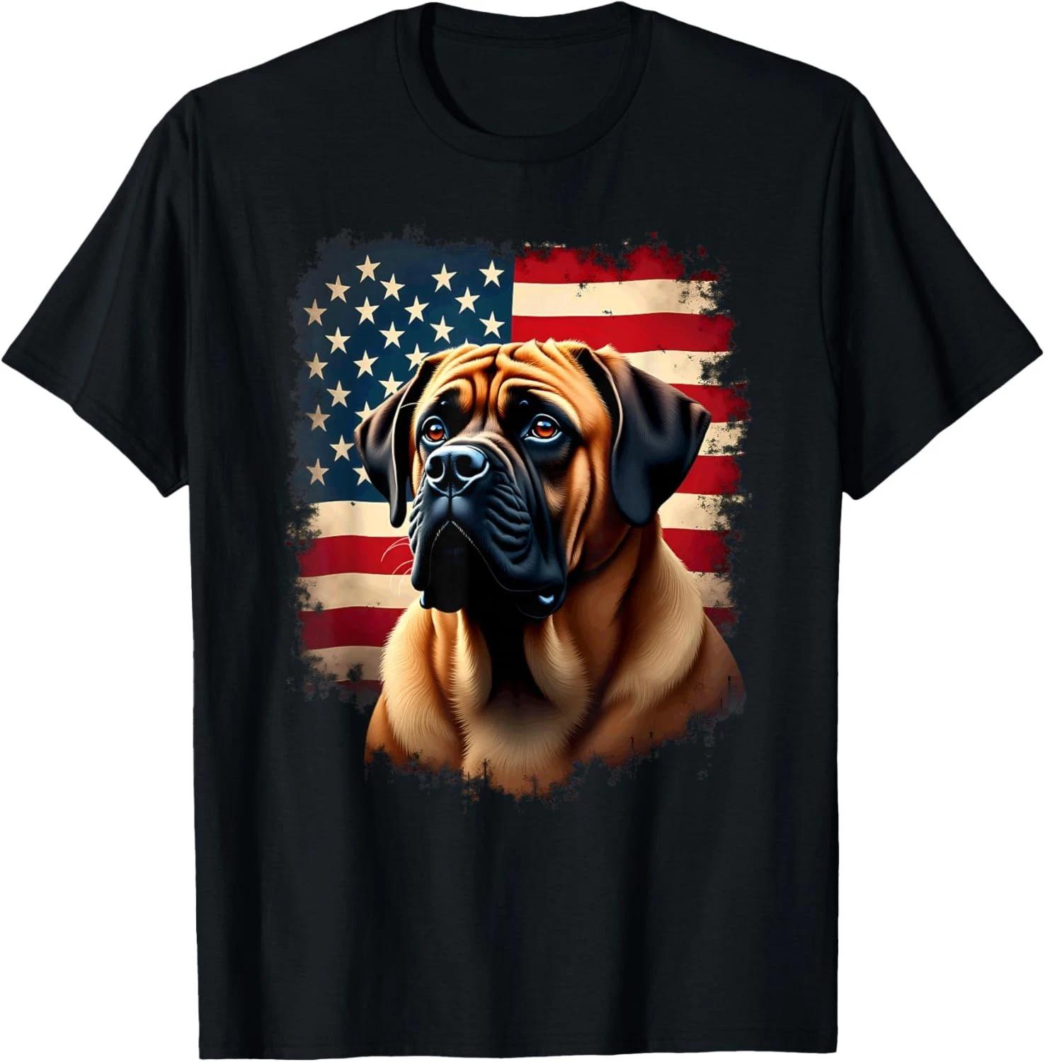 American Flag English Mastiff Dog Tee Gift Unisex T-Shirt XL