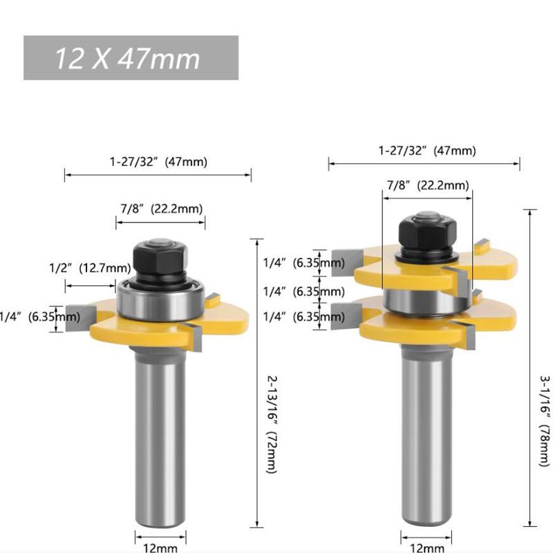 Milling Cutter For Wood Tongue & Groove Joint Assemble Router Bits T-Slot Milling Cutter for Wood Woodwork Cutting Tools