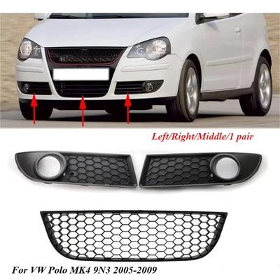 Front Lower Center Grille For VW Polo MK4 9N3 2005-2009 Facelift Front Bumper Fog Light Vent Grille Cover Frame 6Q0853677B